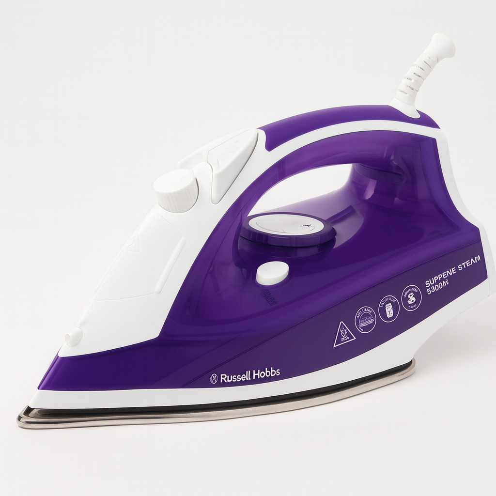 Russell Hobbs Supreme Steam Iron, Powerful vertical steam function, Non-stick stainless steel soleplate, Easy fill 300ml Water Tank, 110g Steam Shot, 40g Continuous steam, 2m Cord, 2400W, 23060
