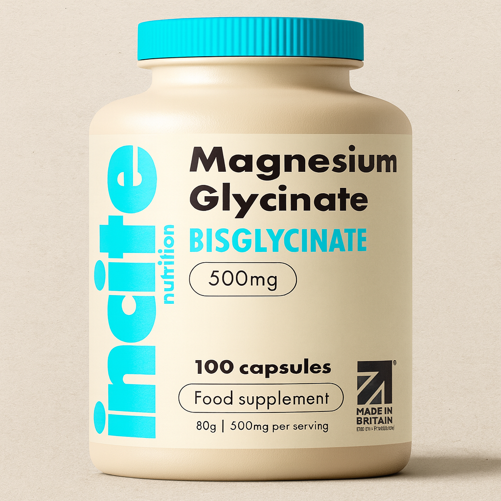 Incite Nutrition Magnesium Glycinate - 500mg - Premium Quality Natural - High Strength 100 Vegan Capsules (3 Month Supply) with Highest Bioavailability - Magnesium Supplements (bisglycinate)