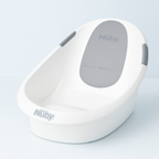 Nuby Newborn Baby Bath with Built in Anti-Slip Support and Soft Headrest, White Bathtub, Suitable from Newborn, White, 1 Count (Pack of 1)