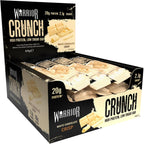 Warrior Crunch 20g High Protein Bars - Low Sugar/Carb Snack Bar - 12 Pack x 64g - Consume at Breakfast, Post-workout - Triple Layer - Incredibly Tasty - Halal Certified (White Chocolate)