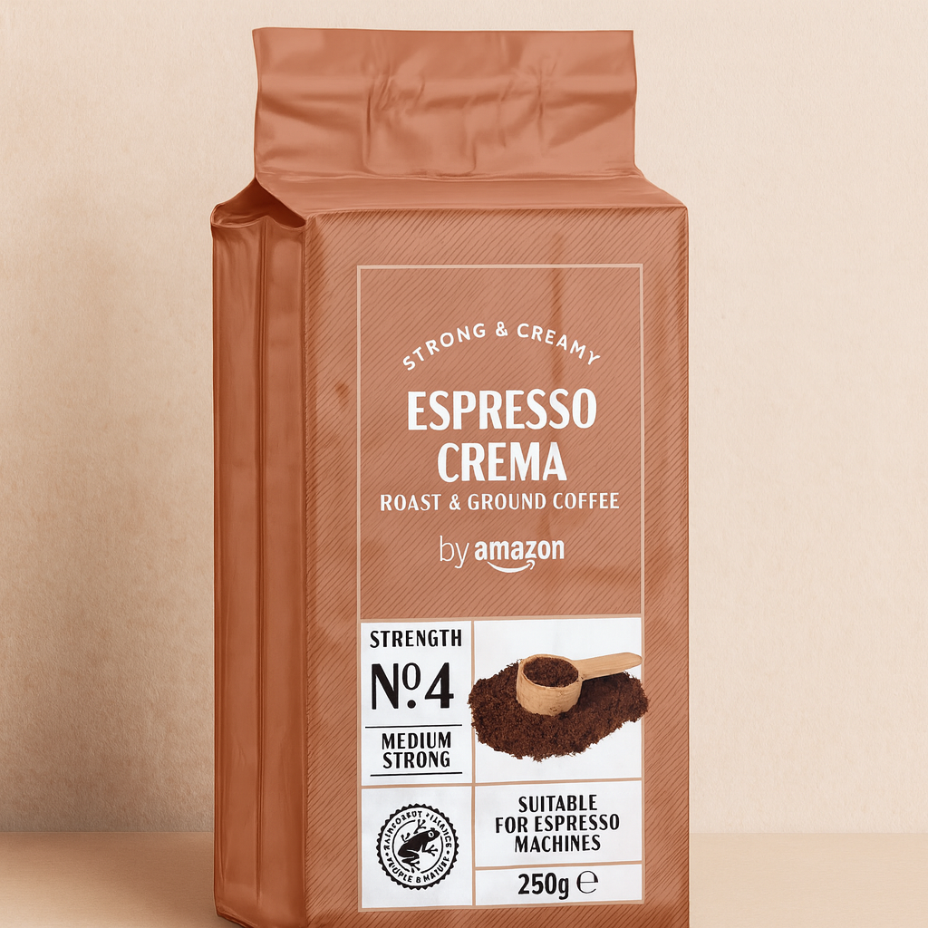 Ground Coffee Espresso Crema, Medium Roast, 250 g, Pack of 4 - Rainforest Alliance Certified