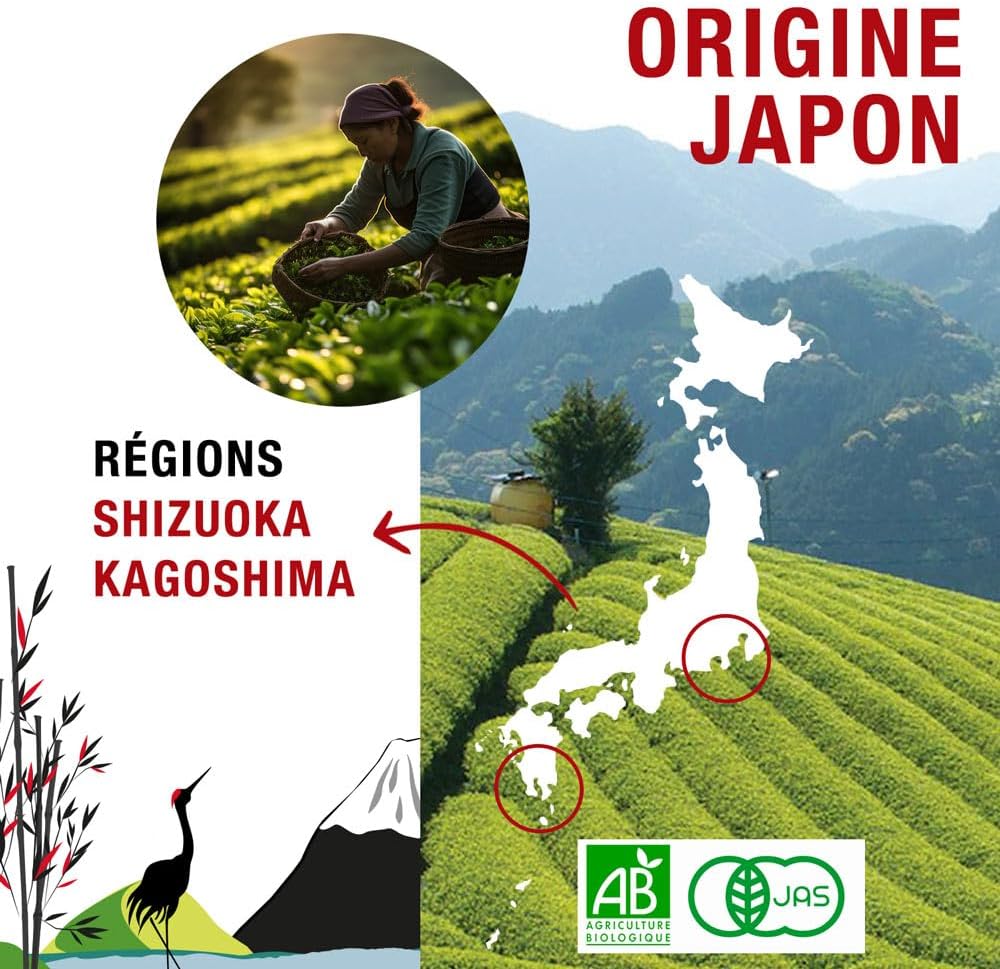 ORIGEENS Organic Japanese Matcha Tea - Blend from Shizuoka and Kagoshima - Organic Matcha Green Tea Powder 80g Bag
