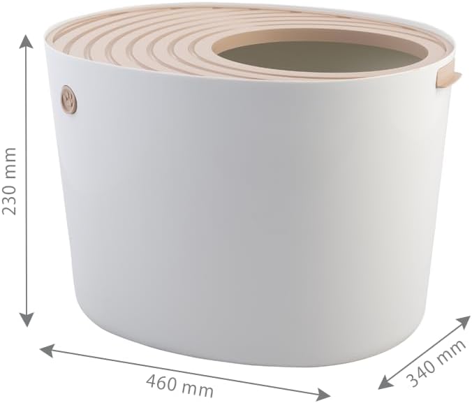 Iris Ohyama Cat Litter Box with Scoop, Up to 7kg, Beige, Top Entry, Cat Litter Tray, Enclosed, For Kitten, High Sided, Hooded, Large, Jumbo, BPA Free, Deep, Easy to Clean, PUNT-530