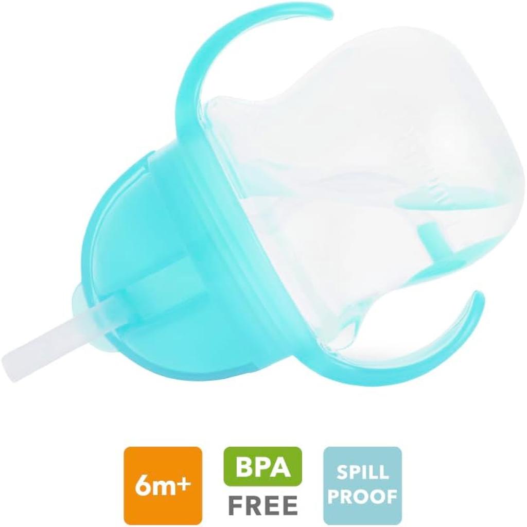 Munchkin Click Lock Tip & Sip Straw Cup Set | Baby Toddler Sippy Cups with Straw | BPA Free | Leakproof Cup | Dishwasher Safe | Baby Cup Weighted Straw | Baby Bottles -7oz/207ml | 2 Pack | Blue