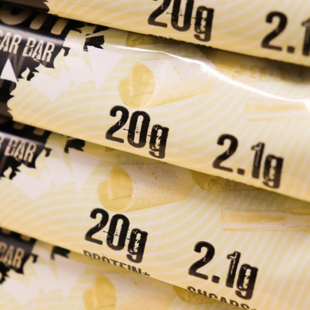 Warrior Crunch 20g High Protein Bars - Low Sugar/Carb Snack Bar - 12 Pack x 64g - Consume at Breakfast, Post-workout - Triple Layer - Incredibly Tasty - Halal Certified (White Chocolate)