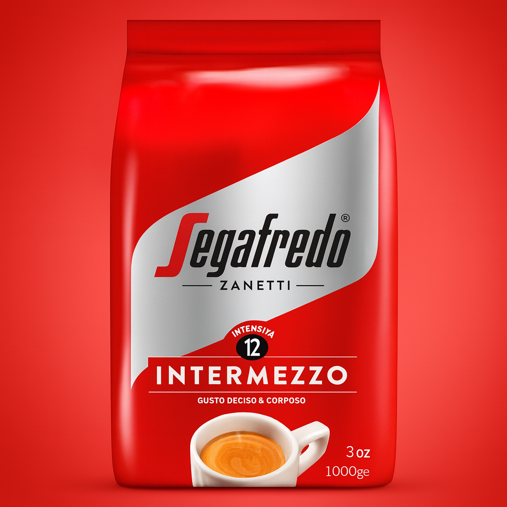 Segafredo Zanetti Intermezzo - Whole Bean (1 kg Pack) - Suitable for all Italian Coffee Specialities - Coffee Beans with Medium Roasting, Strong and Full-bodied Flavour