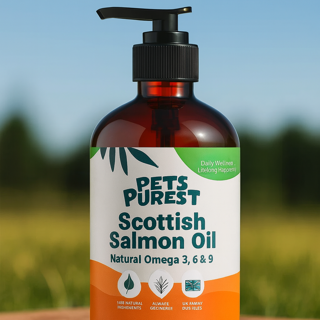 Pets Purest Scottish Salmon Oil For Dogs, Cats, Horse, Ferret - Pure Omega 3, 6 & 9 Fish Oil Food Treats Supplement for Natural Coat, Immune Support, Itchy Skin, Joint & Brain Health (500ml)