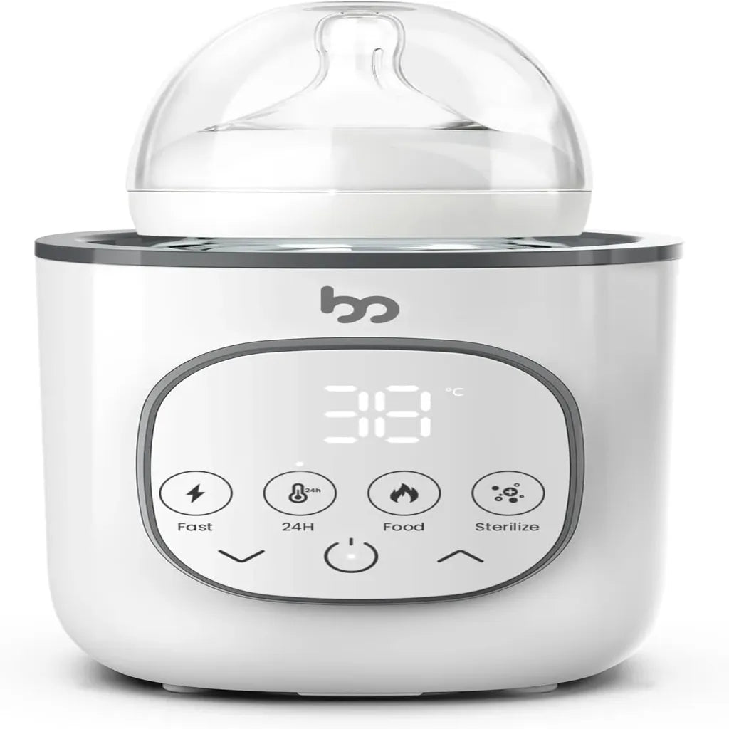 Baby Bottle Warmer, Warms Baby Feeds to Body Temperature in Minutes, Easy to Use, with Timer, Accurate Temp Control, Automatic Shut-Off, Warmer for All Bottles, Gray Cover