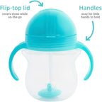Munchkin Click Lock Tip & Sip Straw Cup Set | Baby Toddler Sippy Cups with Straw | BPA Free | Leakproof Cup | Dishwasher Safe | Baby Cup Weighted Straw | Baby Bottles -7oz/207ml | 2 Pack | Blue