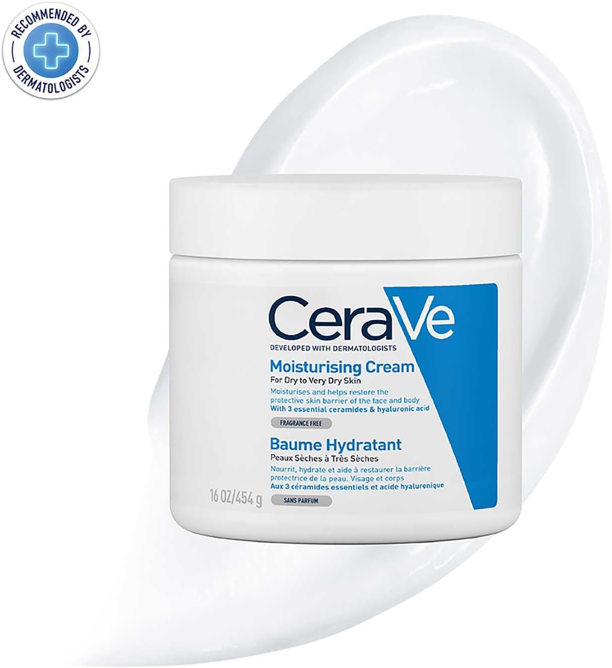 CeraVe Moisturising Cream Pot with Hyaluronic Acid and 3 Essential Ceramides for Dry to Very Dry Skin 454g