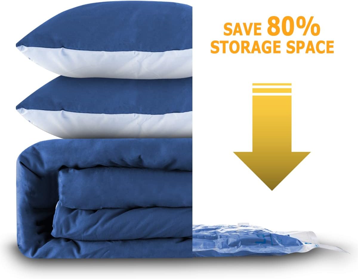 Vacuum Storage Bags 7 Jumbo, Space Saver Sealer Bags, Airtight Compression Bags for Clothes, Pillows, Comforters, Blankets, Bedding