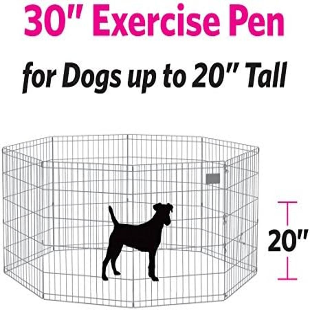 New World Folding Metal Dog Exercise Pen and Pet Playpen with No Door, Includes Grounding Stakes and Provides 1.5 Meters of Play Space, 76 cm Tall, Black E-Coated, B552-30