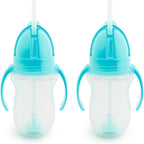 Munchkin Click Lock Tip & Sip Straw Cup Set | Baby Toddler Sippy Cups with Straw | BPA Free | Leakproof Cup | Dishwasher Safe | Baby Cup Weighted Straw | Baby Bottles -7oz/207ml | 2 Pack | Blue