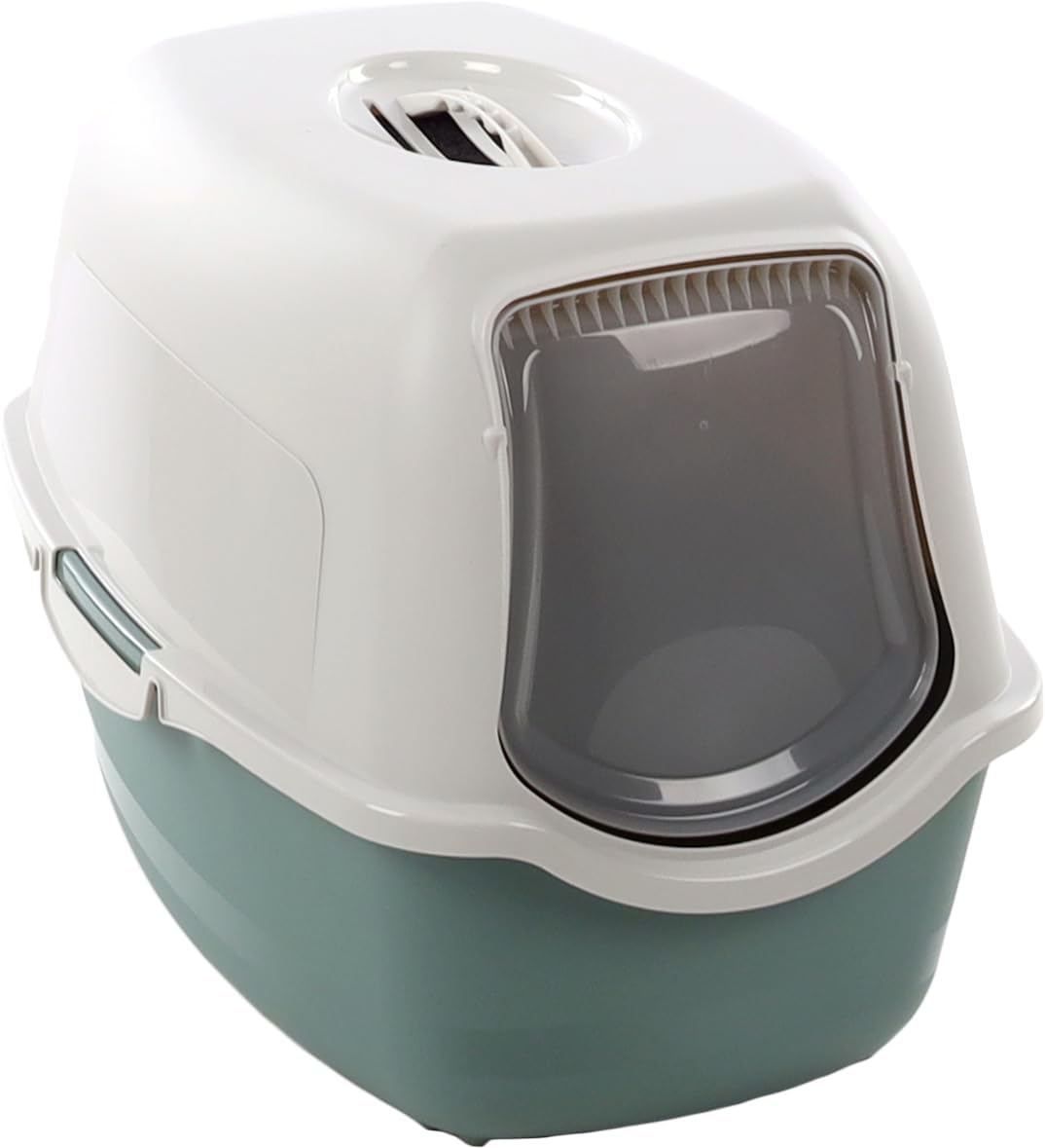 Flamingo Lexie Green Closed Litter Tray 39 x 56 x 39.4 cm – Easy Clean – Filter That Reduces Bad Odours – Removable Lid