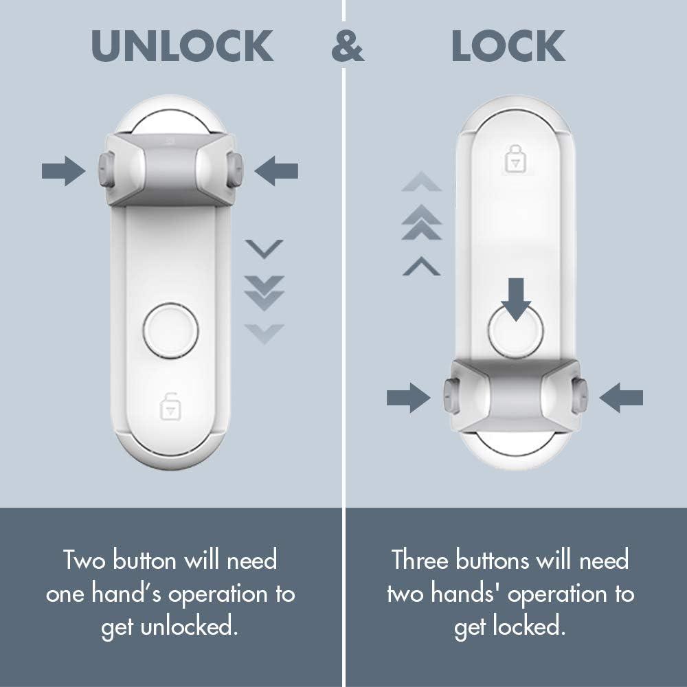 EUDEMON Childproof Door Lever Lock, Baby Safety Door Handle Lock, Easy to Install and no Tools Need or Drill (White, 2 Pack)
