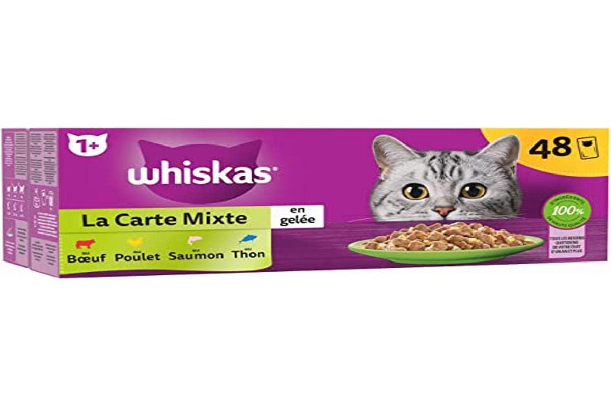 Whiskas 1+ Adult Wet Cat Food Poultry Selection in Jelly 120 x 85g Pouches Megapack, Tender Cuts in Flavoured Gravy, Nutritionally Complete, Easy to Serve, Variety Pack for Adult Cats