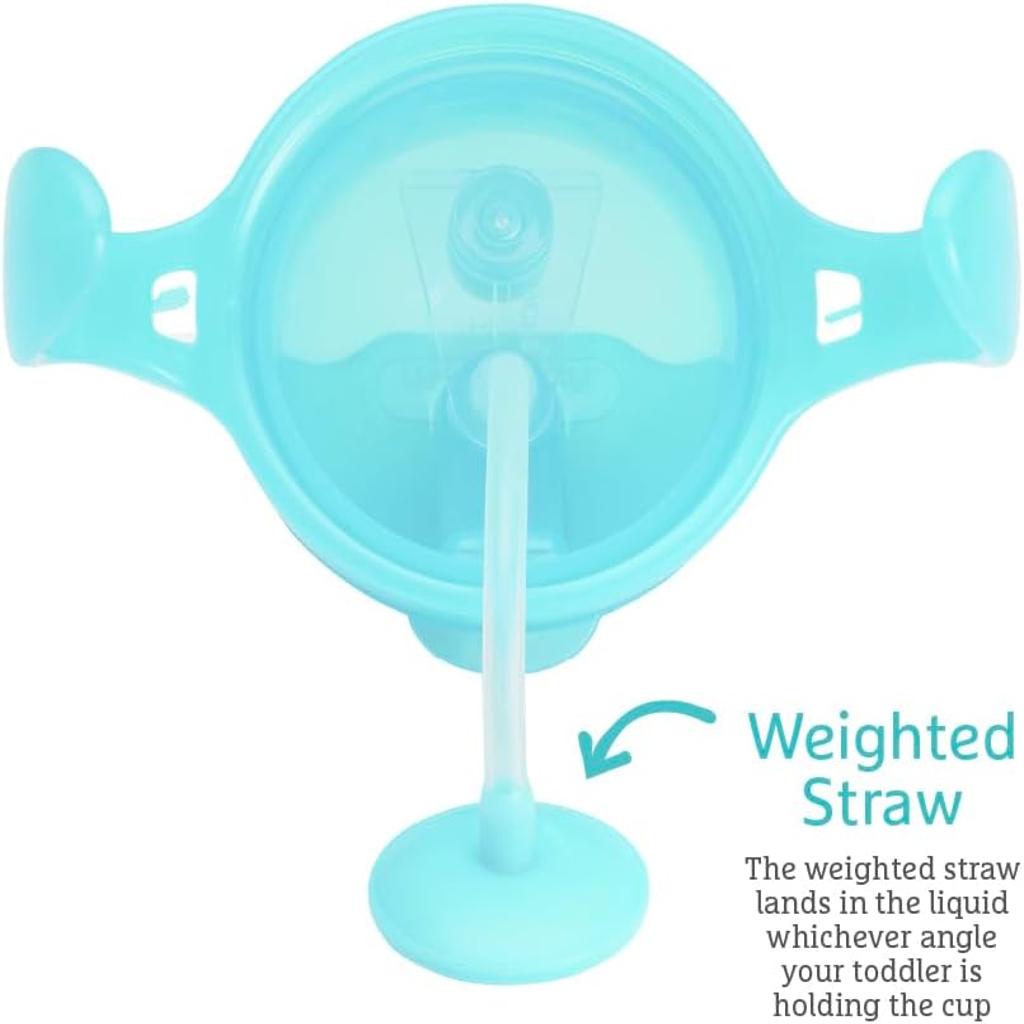 Munchkin Click Lock Tip & Sip Straw Cup Set | Baby Toddler Sippy Cups with Straw | BPA Free | Leakproof Cup | Dishwasher Safe | Baby Cup Weighted Straw | Baby Bottles -7oz/207ml | 2 Pack | Blue