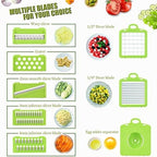 Ram® Mandoline 13 in 1 Vegetable Slicer Food Cutter and Shredder Food Dicer Interchangeable Blades Grater, Chopper, Food Container All in ONE Slicer