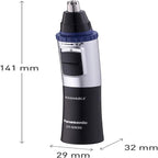 Panasonic ER-GN30 Wet & Dry Electric Facial Hair Ear and Nose Hair Trimmer for Men, Battery-Powered with 90 min operation, Black