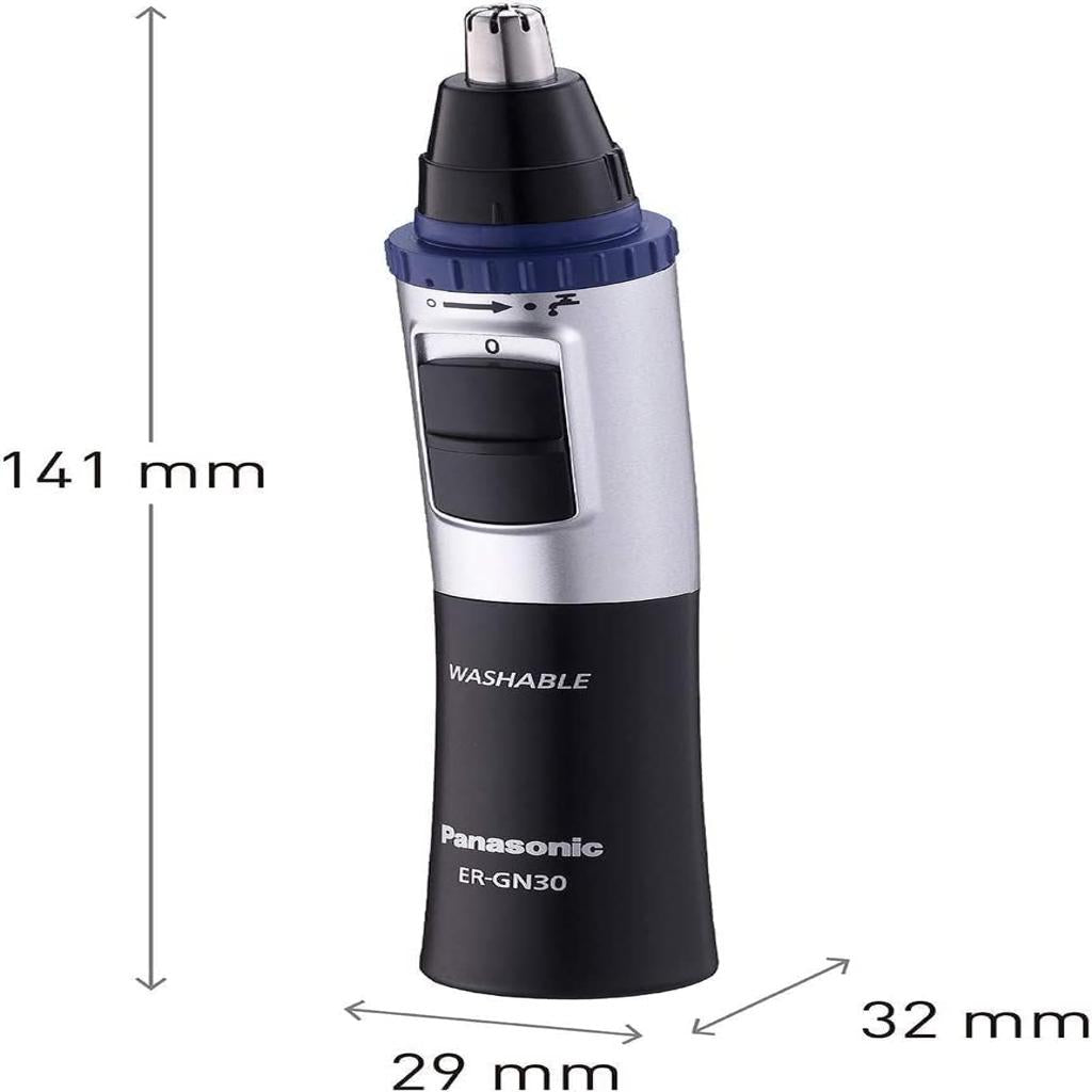 Panasonic ER-GN30 Wet & Dry Electric Facial Hair Ear and Nose Hair Trimmer for Men, Battery-Powered with 90 min operation, Black