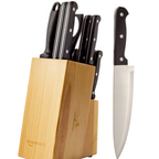 Amazon Basics 14-Piece Knife Set with Block, Black