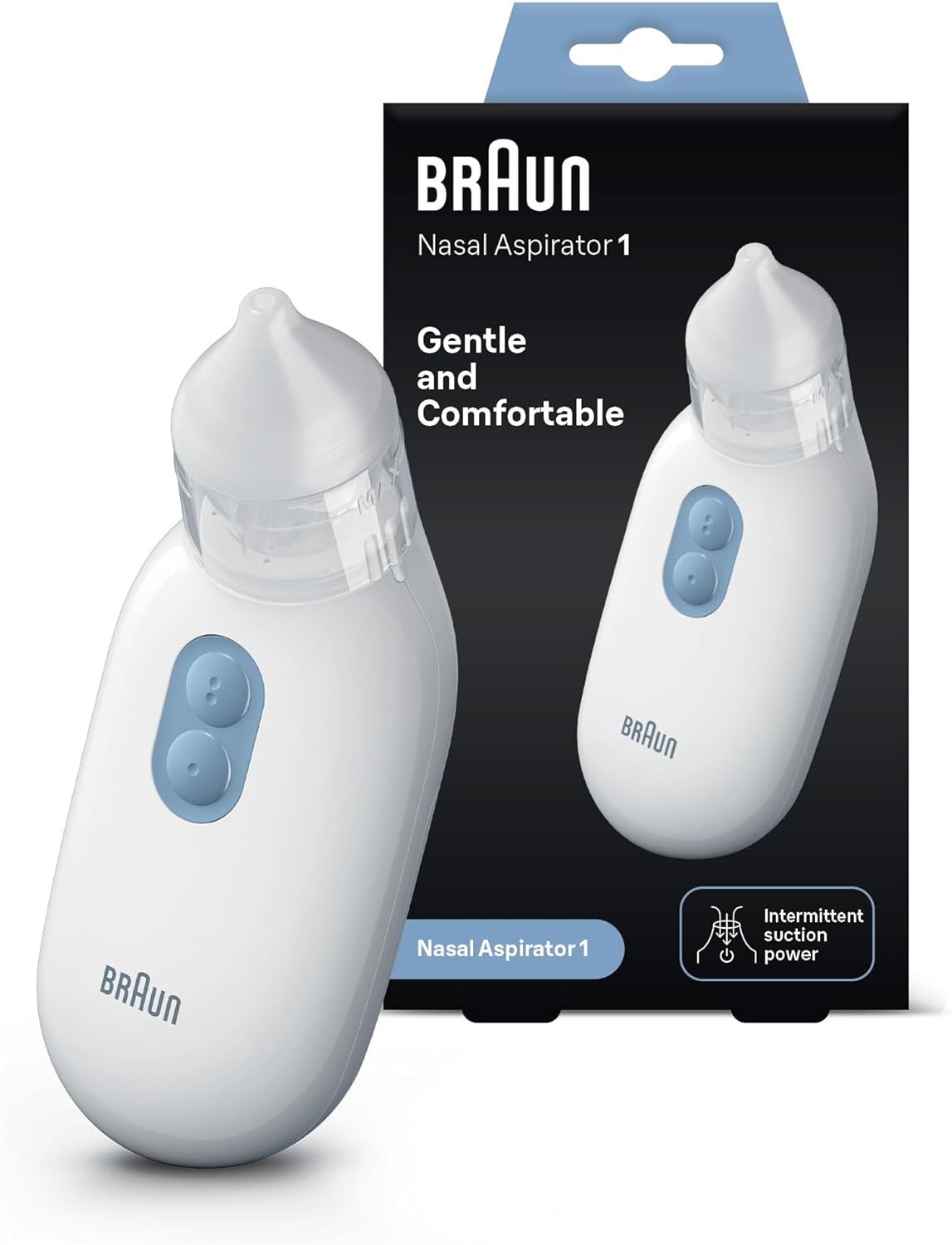Braun Nasal aspirator 1 | Mucus Remover | Blocked Nose Relief | Electric Suction Power | Two Suction Levels | Newborn, Baby, and Child Friendly | Dishwasher Safe | BNA100EU