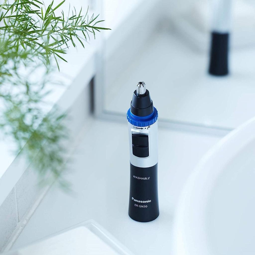 Panasonic ER-GN30 Wet & Dry Electric Facial Hair Ear and Nose Hair Trimmer for Men, Battery-Powered with 90 min operation, Black