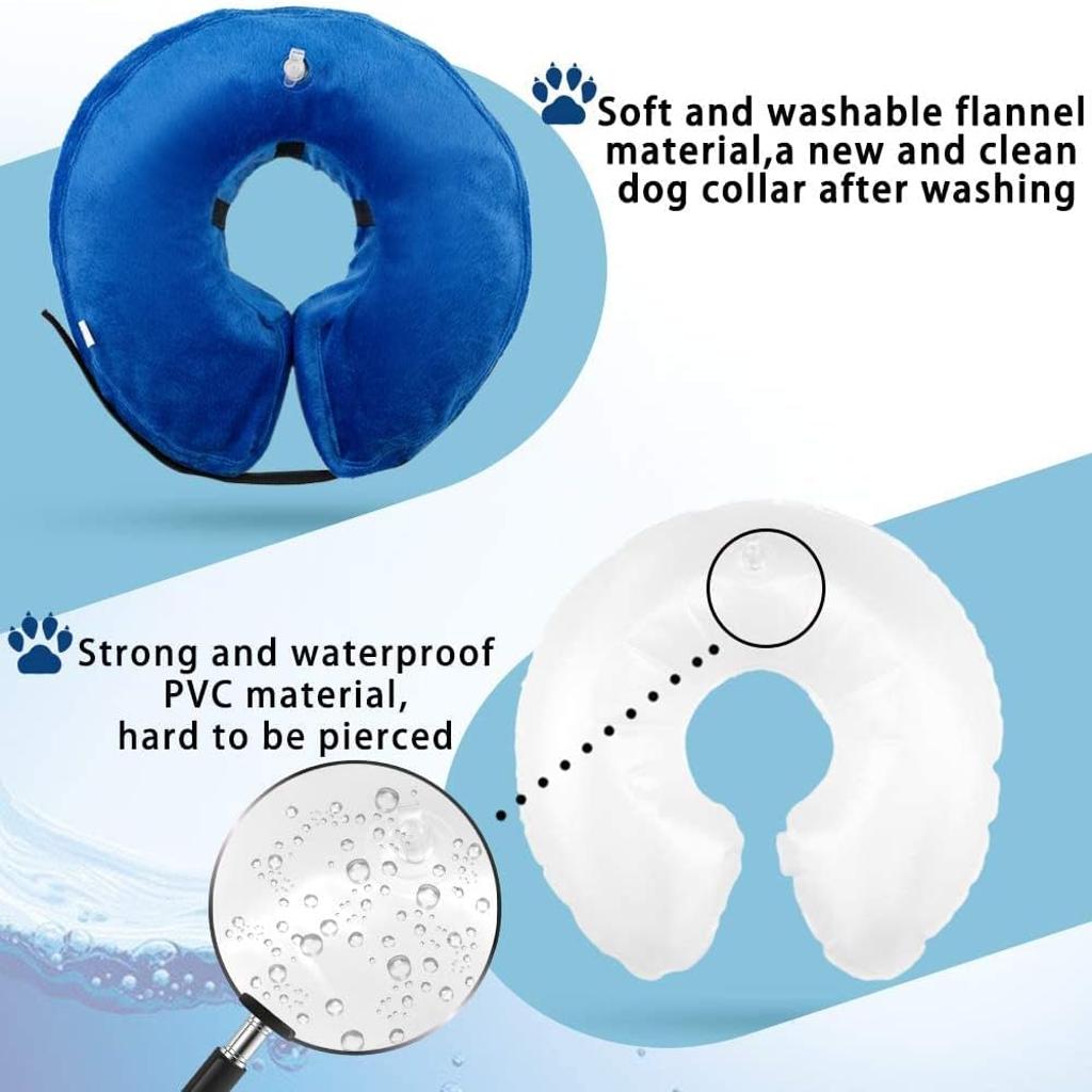 Inflatable Pet Protection Cover Recovery Collar Pet Collar Cone Soft Adjustable Comfy Quick Release Dog Donut Collar Washable Protective Collar for Dogs Cats to Stop Licking Wounds（M）