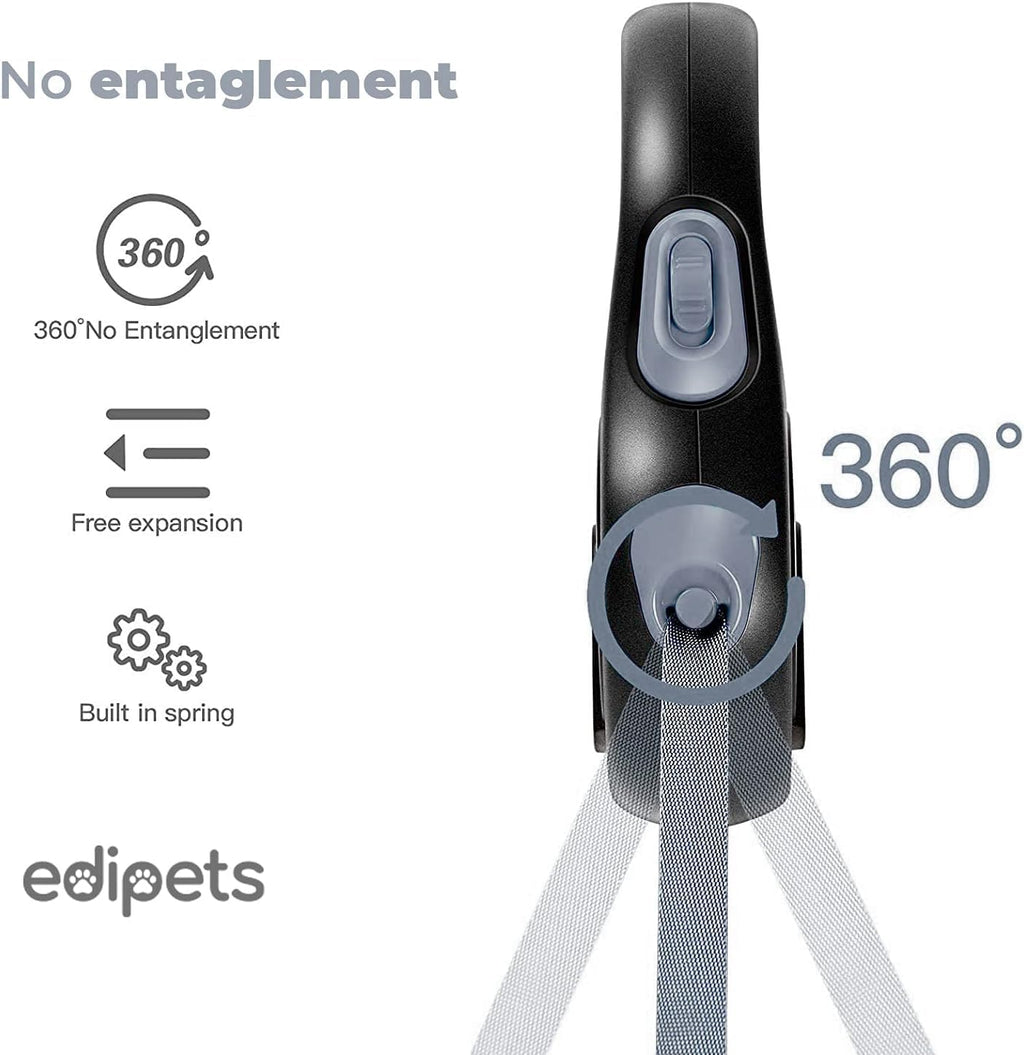 Edipets, Retractable Dog Lead, 3, 5 and 8 Metres, Extendable, Flexible Band for Walks, Dog Leash (Grey, 8 Metres)