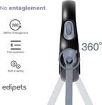 Edipets, Retractable Dog Lead, 3, 5 and 8 Metres, Extendable, Flexible Band for Walks, Dog Leash (Grey, 8 Metres)