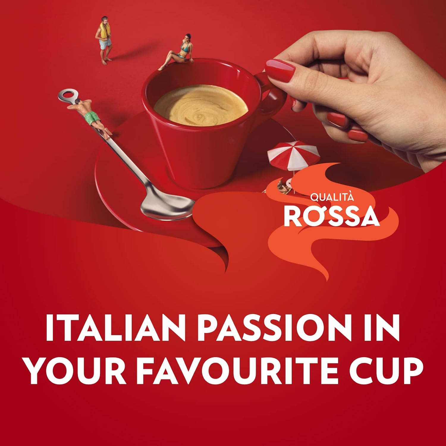 Lavazza, Qualità Rossa, Coffee Beans, with Aromatic Notes of Chocolate and Dried Fruit, Arabica and Robusta, Intensity 5/10, Medium Roasting, 1 Kg