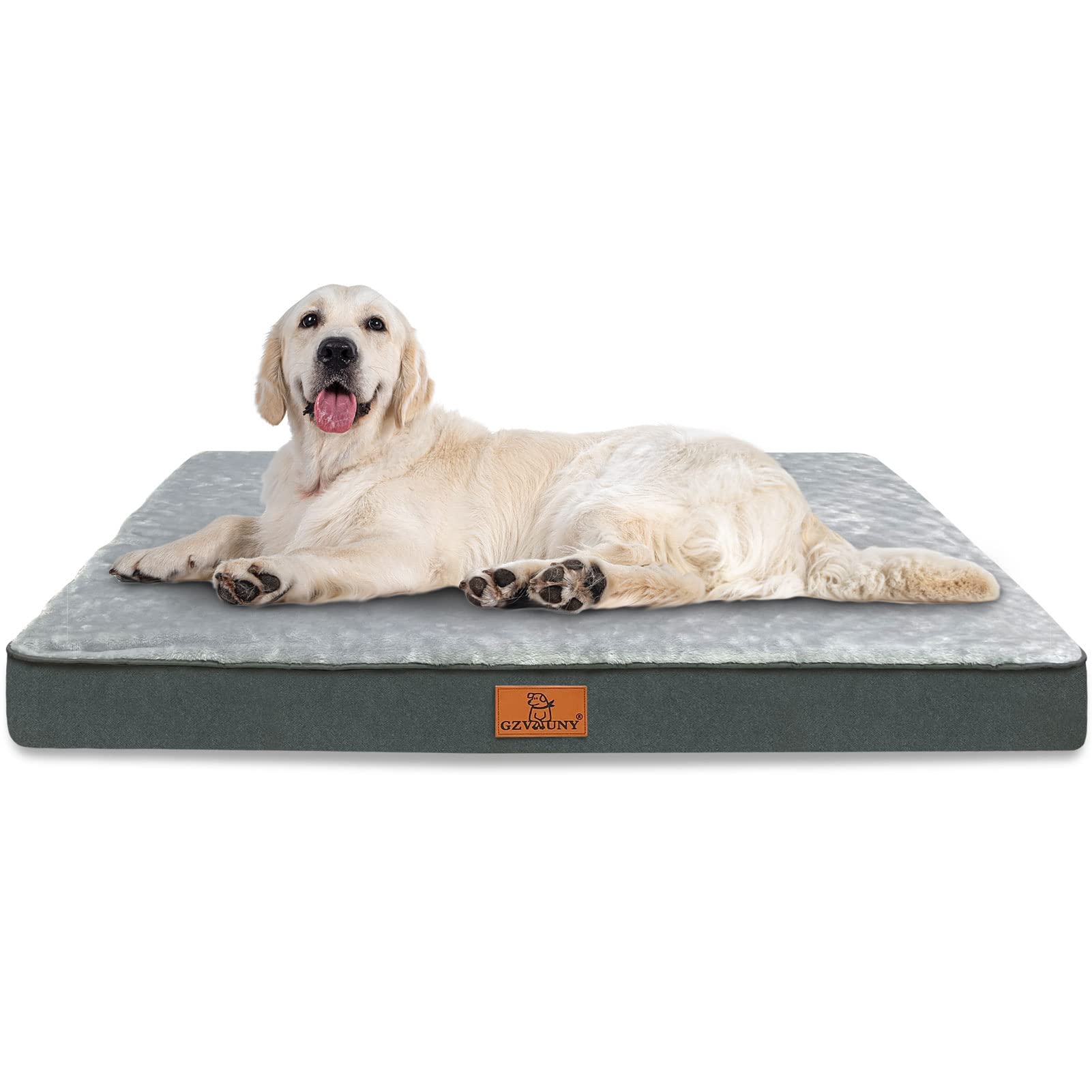 Gzvxuny Orthopedic Dog Bed for Medium, Large and Extra Large Dogs, Dog Bed with Removable Waterproof Cover, Egg Foam and Non-Slip Bottom, Pet Bed Machine Washable, Grey XL(104x74x10cm)