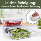Classbach® C-FHD 4020 G Glass Food Storage Containers with Lid, Set of 3, Suitable for Microwave, Dishwasher, Freezer, Oven, Meal Prep Boxes, Glass, with Steam Valve, Glass Container with Lid