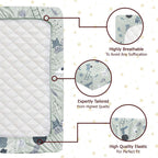 2x Chico, Next to Me Compatible Crib Fitted Sheets (85 x 51 cm) - 100% Cotton, Soft & Comfy, Antiallergic & Breathable (Grey Teddy & Moon, 85 x 51 cm)