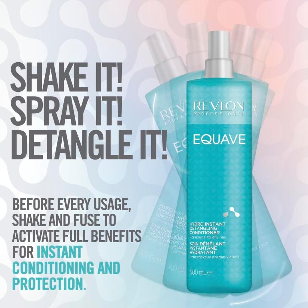REVLON PROFESSIONAL Equave Hydro Bi-Phase Detangling Conditioner for Normal To Dry Hair, Leave-in Conditioner, Detangling Conditioner, Leave-in Conditioner with Heat Protection, Hair-Smoothing