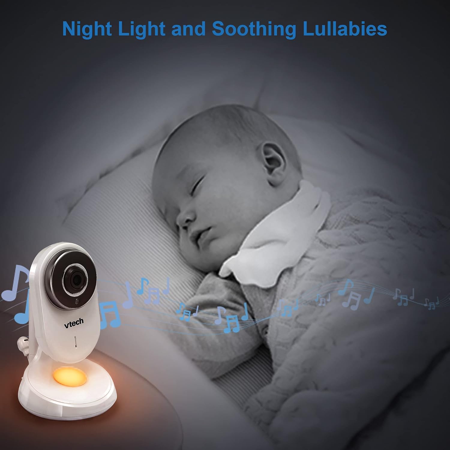 VTech VM818HD Baby Monitor with Camera,HD No-Glare Night Vision,Video Baby Monitor with 5'' 720p HD Display,Night Light,110°Wide-Angle View,True-Colour Day Vision 300m Range,2-Way Talk White