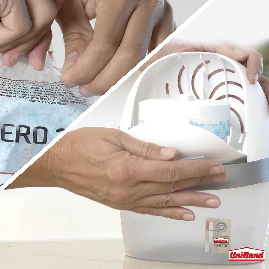 UniBond AERO 360° Moisture Absorber Neutral Refill Tab, ultra-absorbent and odour-neutralising, for AERO 360° Dehumidifier, Condensation Absorbers, 450 g (Pack of 4)