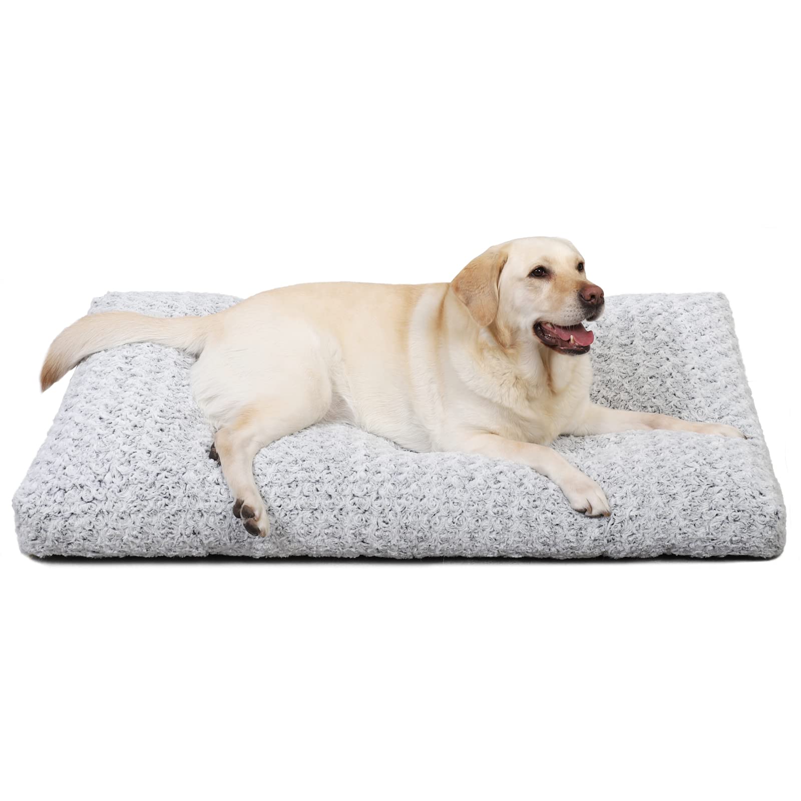 KSIIA Extra Large Dog Bed Washable, XL Calming Crate Mattress with Non Skid Bottom, Fluffy Anti Anxiety Dog Beds, Pet Pillow Cushion, Dark Grey, 105x70x9cm
