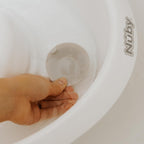 Nuby Newborn Baby Bath with Built in Anti-Slip Support and Soft Headrest, White Bathtub, Suitable from Newborn, White, 1 Count (Pack of 1)