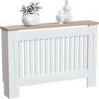 Vida Designs Arlington Radiator Cover White Modern Painted MDF Cabinet, Slats, Grill, Wood Top Shelf, Medium (H: 83.3 / W: 111 / D: 19 cm)
