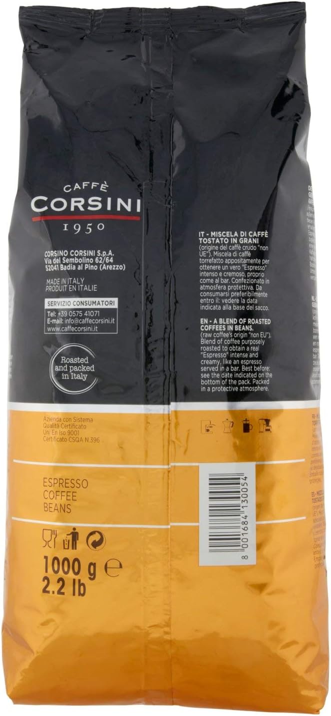 CAFFÈ CORSINI 1950 Caffè Corsini in Grani Espresso, 1 kg. Selection of coffee beans for a blend with intense and creamy flavour
