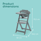 Bebeconfort Timba Evolutive Wooden High Chair, 6 Months-99 Years, Up to 110 kg, Baby High Chair, Removable Tray, Adjustable Seat & Footrest, 3-point Safety Harness, Fits Timba Baby, Natural Wood