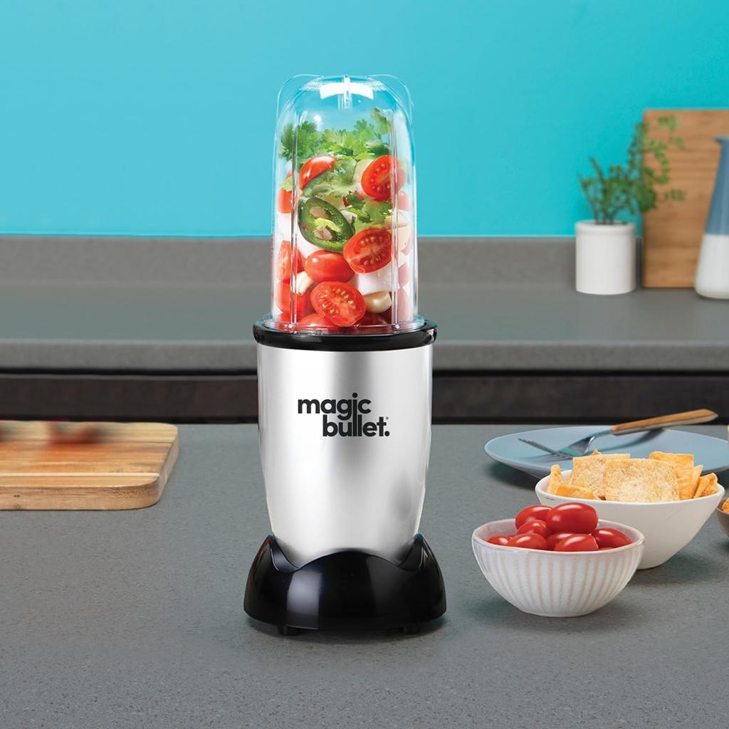 nutribullet magic bullet Starter Kit - All-in-one Food Processor & Blender - 10,000 RPM Speed - 4 Piece Kit with High Torque Power Base, Tall Cup & Flip Top Lid & Cross Blade - For Meal Prep