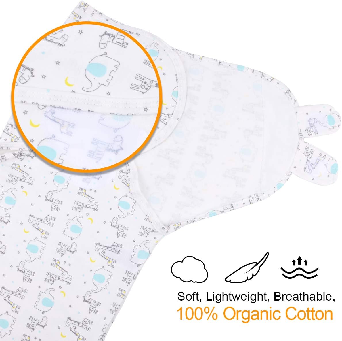 Vicloon Baby Swaddle Wrap, 2 pcs Newborn Swaddle Blanket Wrap, Organic Cotton Baby Blanket Wrap for Baby 0-3 Months 7-14lbs