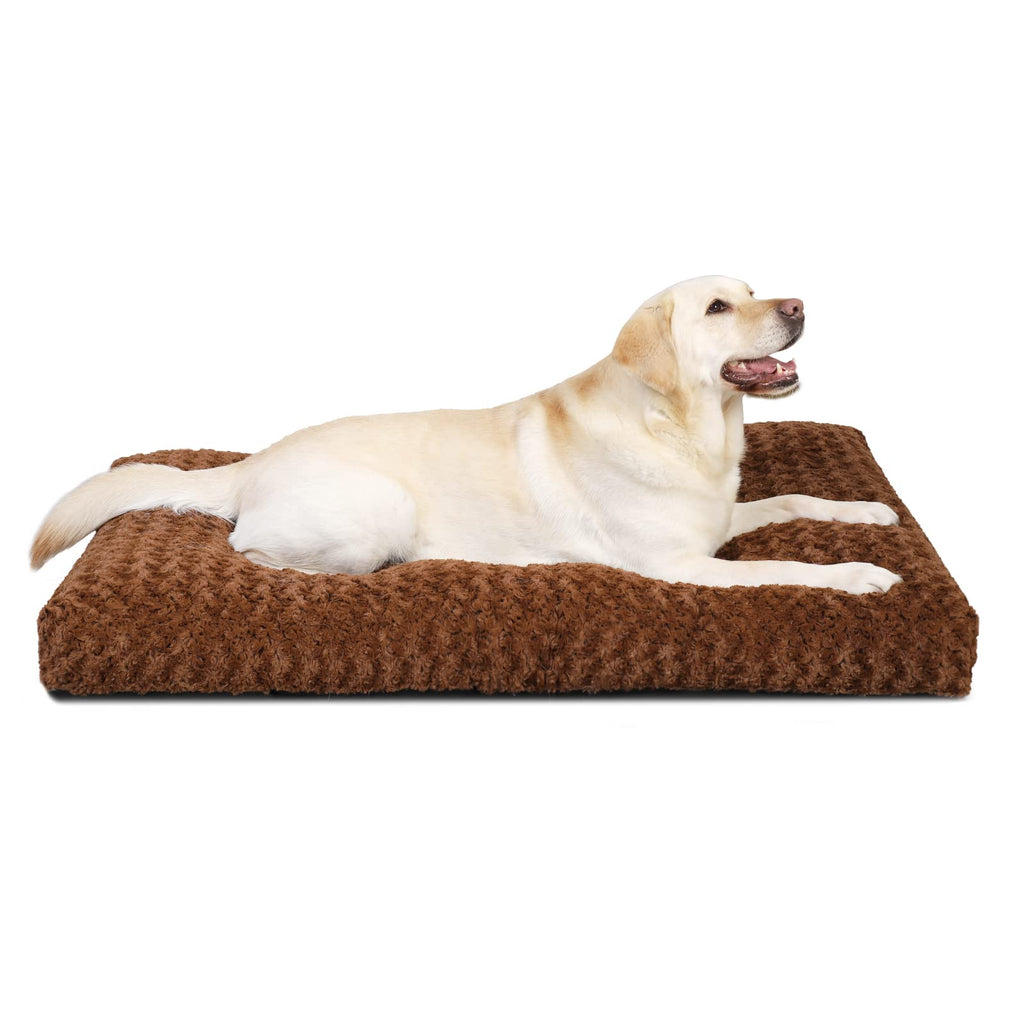 KSIIA Extra Large Dog Bed Washable, XL Calming Crate Mattress with Non Skid Bottom, Fluffy Anti Anxiety Dog Beds, Pet Pillow Cushion, Dark Grey, 105x70x9cm