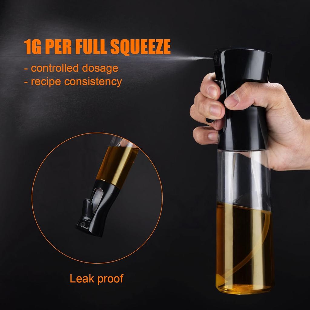 GRIFEMA 300 ml Glass Olive Oil Spray Bottle – Refillable Oil Sprayer for Cooking & Air Fryer, Dishwasher-Safe Glass Kitchen Oil Dispenser, GE2002B-300