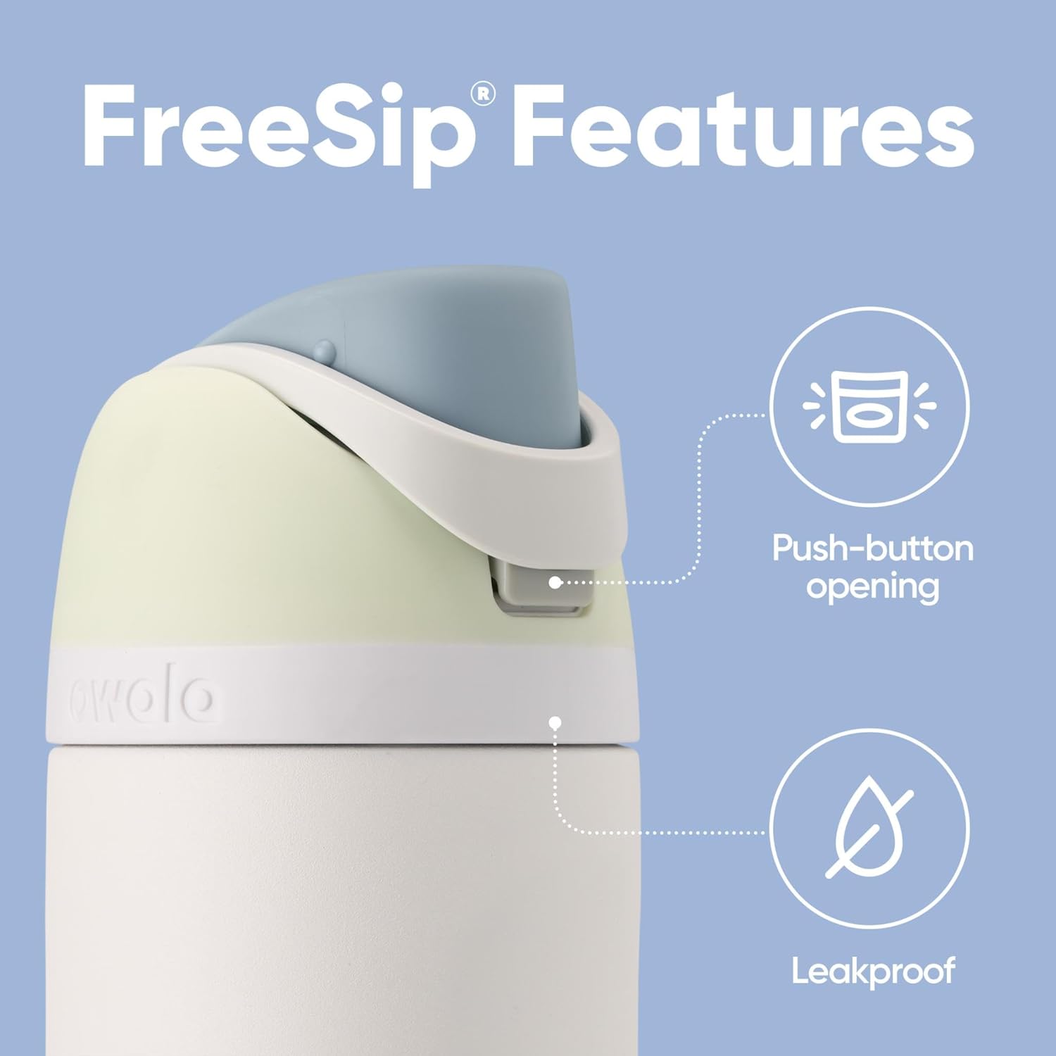 Owala FreeSip Insulated Stainless Steel Water Bottle with Straw for Sports and Travel, Leak Proof, BPA-Free, 710ml, Iced Breeze