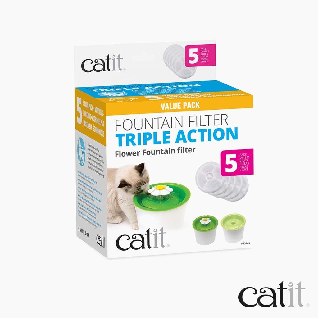 Catit Genuine Catit Fountain Filters for 3 Litre Flower Fountain, Fresh and Clear Fountains Only, Pack of 5