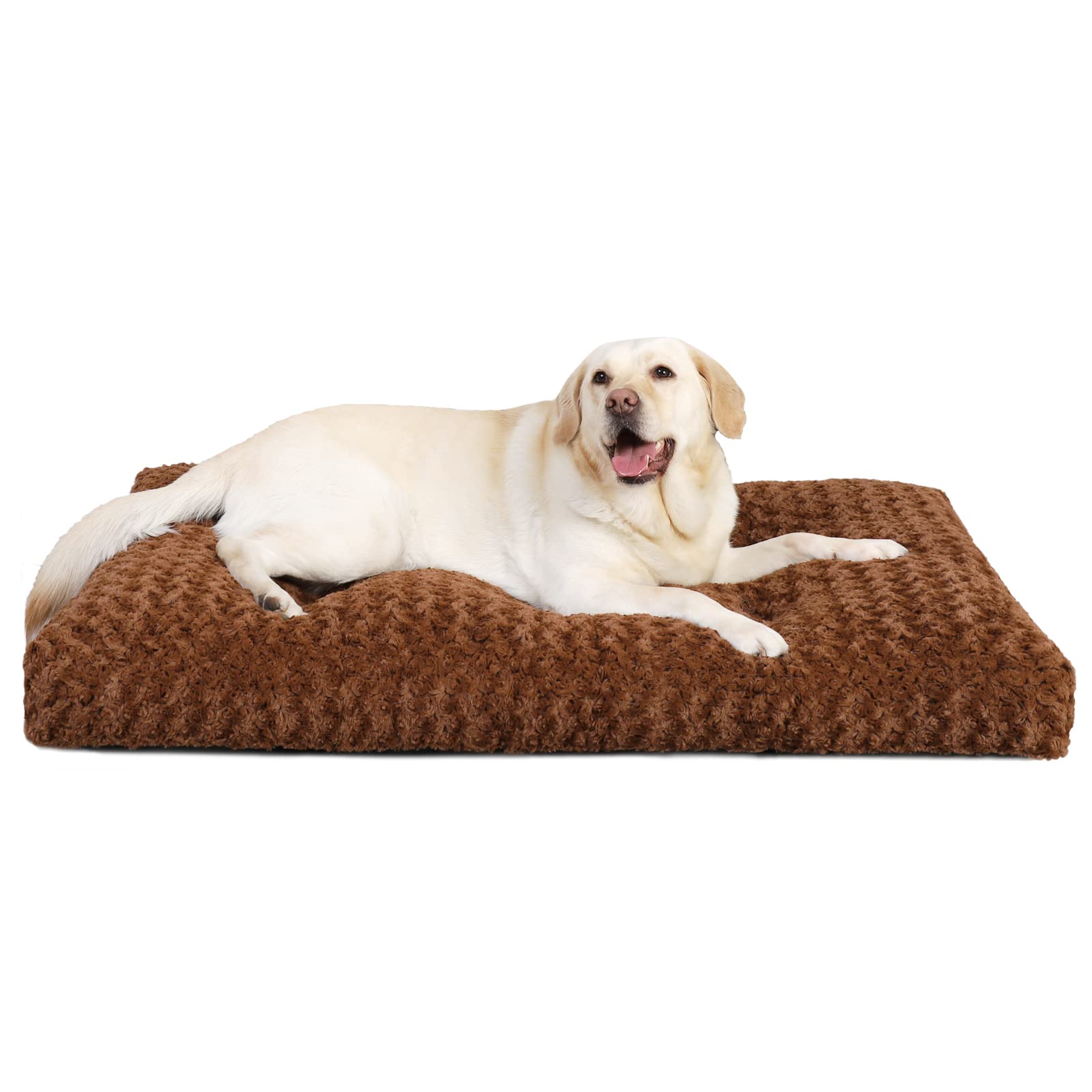 KSIIA Extra Large Dog Bed Washable, XL Calming Crate Mattress with Non Skid Bottom, Fluffy Anti Anxiety Dog Beds, Pet Pillow Cushion, Dark Grey, 105x70x9cm