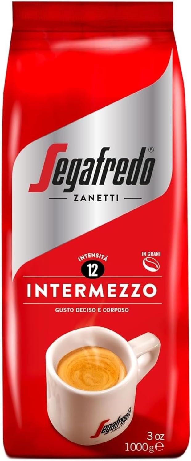 Segafredo Zanetti Intermezzo - Whole Bean (1 kg Pack) - Suitable for all Italian Coffee Specialities - Coffee Beans with Medium Roasting, Strong and Full-bodied Flavour